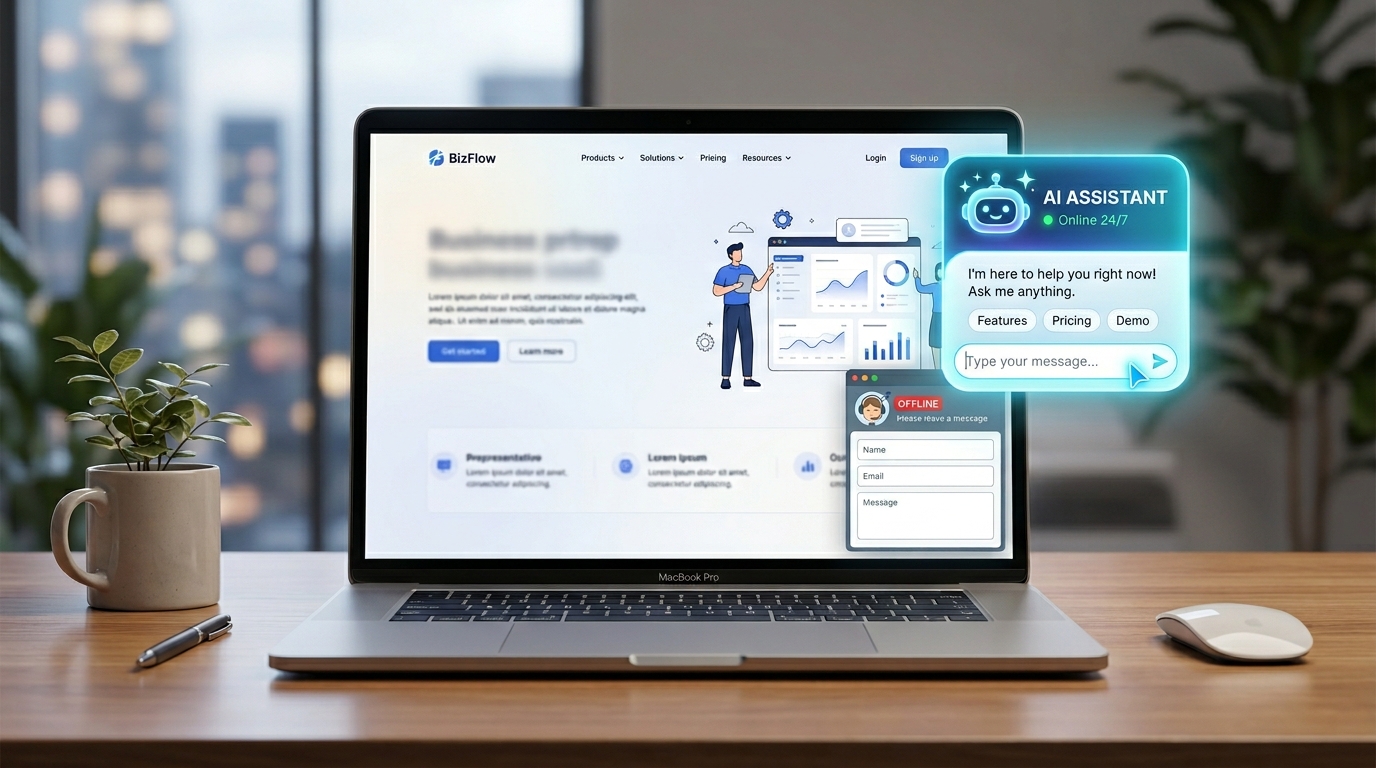 Live chat vs AI assistant on a website