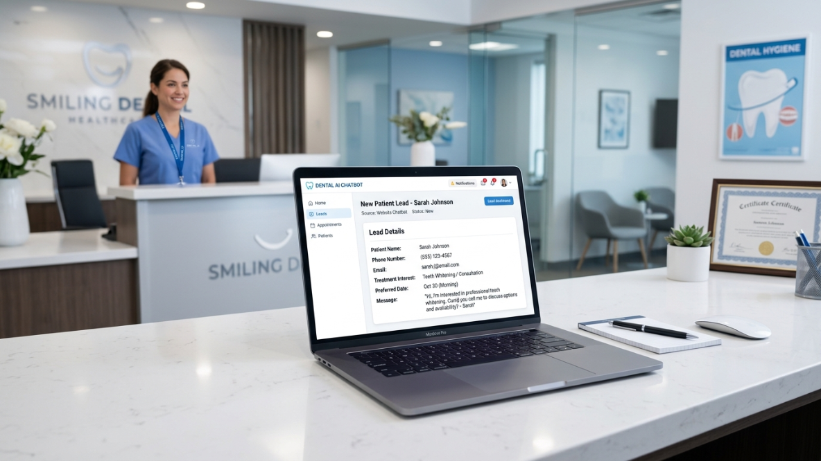 Qualified lead captured from a dental clinic website chatbot