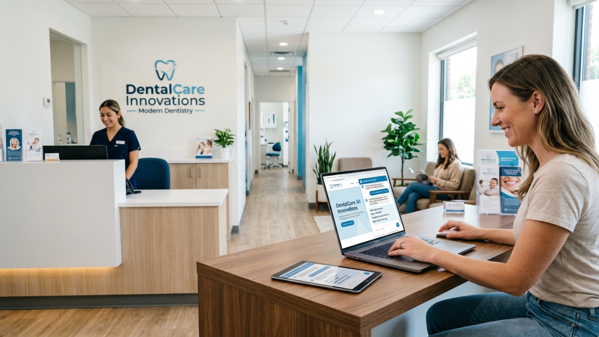 Workflow showing how a dental clinic AI chatbot turns a website visitor into an email inquiry